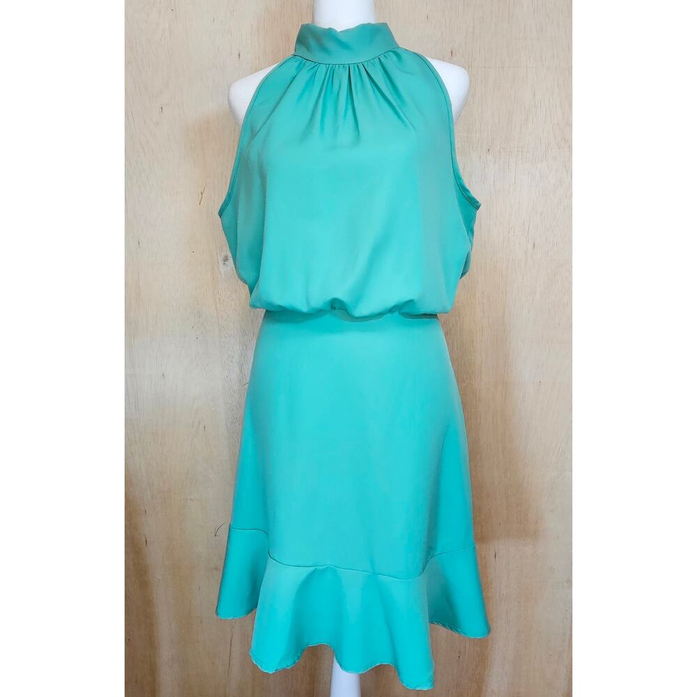 2 Hearts Seafoam Green High Neck Sleeveless Blouson Dress‎ Size Large